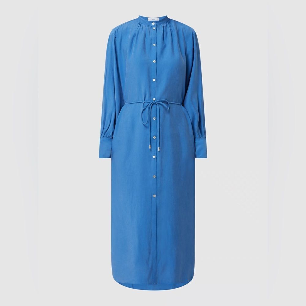 Mango Modal Oversized Dress Belted Blue - Picture 8 of 9